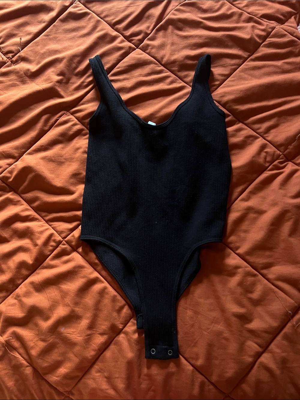 Aura Black Ribbed Tank-Style Kids One-Piece Bodysuit
